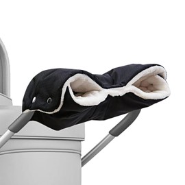 Newpop Pram Hand Warmer Gloves, Pram Muff with Warm Fleece and Cotton, Hand Muff Waterproof, Windproof, Universal Size for Prams, Buggies, Bicycle Trailer Accessories, Winter, Black