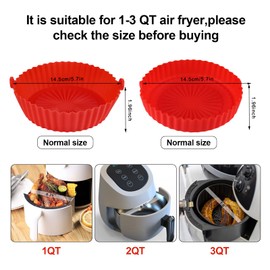 LUTER 2 Stück Heißluftfritteuse Korb Silikon, 14,5cm Durchmesser Rund Air Fryer Silikon Topf Silikoneinsätze für Heißluftfritteuse Zubehör Silikon mit 2 Farben (Rot, Blau)