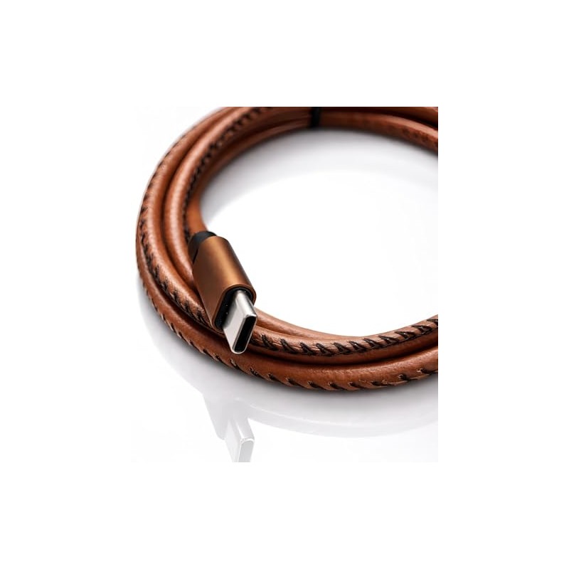 Cable de cuero de carga rápida USB-C a USB-C, elegante