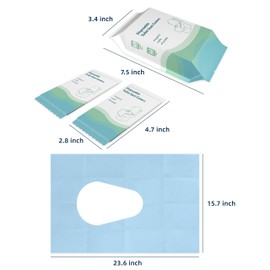 FLOGOSO 50 Pack Disposable Toilet Seat Covers 16x24 Inch Extra Large Individually Wrapped Toilet Seat Shields Travel Accessories for Adults Kids-Blue