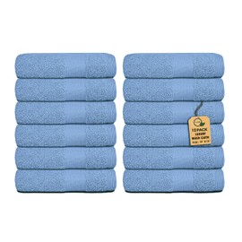 Softolle Premium Wash Cloths - 100% Combed Ring Spun Cotton WashCloth - Pack of 12 Luxury Washcloths – Ultra Soft Face Towels - Highly Absorbent Wash Cloth for Face- 13" x 13" Inches (Slate Blue)