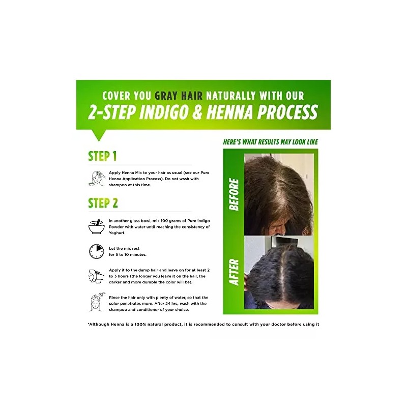 Henna Cosmetics 100 Polvo De Índigo Orgánico Para Tinte Para