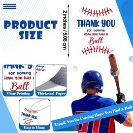 Frienda 60 Pcs Baseball Gift Tag with String Baseball Birthday Party Favor Thank You Baseball Themed Party Hang Tags for Gifts Wrapping Craft Birthday Party Gift Decorations, 2 Inch
