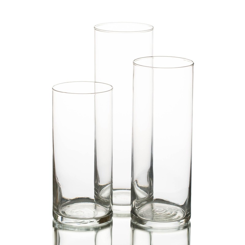 Set of 3 Eastland Cylinder Vases and 3 White Richland