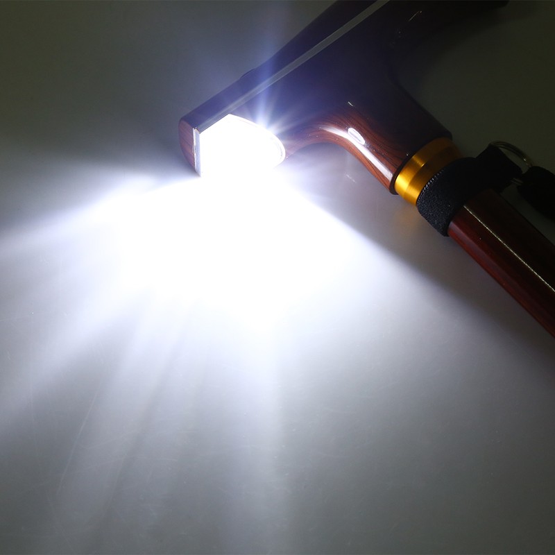 Metal Multi Function Telescopic Flashlight Lightweight Cane (Rosewood Color)