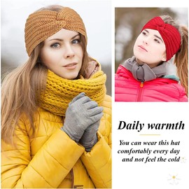 QOMJUFA Pack of 4 Elastic Headbands for Women and Girls, Winter Knitted Headbands, Ear Warmers, Elastic, Autumn and Winter Versatile Headband for Women