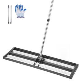 VEVOR Updated Lawn Leveling Rake with Roller, 36'' x 10" Stainless Steel Lawn Leveler with 83.9'' Adjustable Handle, Heavy Duty Yard Leveling Rake, Effort Saving Lawn Leveling Tool for Yard Golf Court