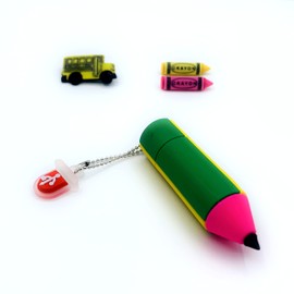 Unidad flash USB para estudiantes - Divertido disco pulgar - Unidad de lápiz verde y amarillo - Unidad de saltar para adultos jóvenes - Almacenamiento de 16 GB (lápiz amarillo/verde)