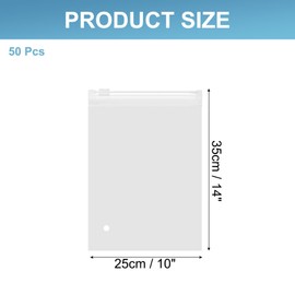 PATIKIL Frosted Zipper Bags, 50 Pack 14 x 10 Inch Resealable EVA Clothes Packaging Bag with Slider Closure and Vent Hole for Small Business T-shirt Packaging Organizing Shipping, Clear