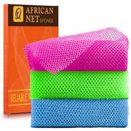 UJFQBH 3 Piezas Esponja de Baño Africana Esponja de Red Africana de Red Larga Esponja de Baño Exfoliante Cepillo de Ducha para el Cuerpo Cepillo de Es