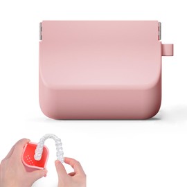 Freewindo Slim Retainer Case Cute Aligner Case, Silicone Night Mouth Guard Case Retainer Holder, Partial Denture Case for Women and Men (Small, Pink)
