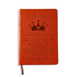LBWCER Daughter Gifts Notebook Whenever You Feel Overwhelmed Remember Whose Daughter You Are and Straighten Your Crown Notebook for Daughters Leather Journal Notebooks (Crown)