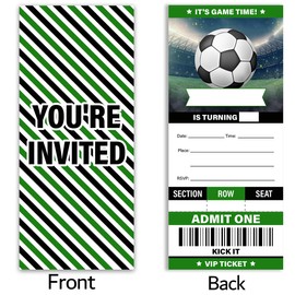 UPNEGE Soccer Birthday Invitations Tickets Sports Party Soccer Ticket Style Invitations with Envelopes Set of 20