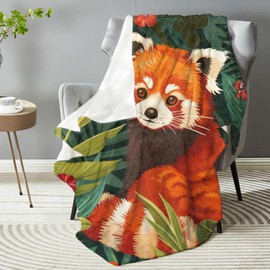 dhakalrlde for Vibrant Red Panda Plush Throw Blanket - Ultra Soft & Comfy Flannel, Lightweight, Warm, Fuzzy, Anti-Pilling - Ideal for Couch, Bedroom, Travel, Living Room 50in×60in