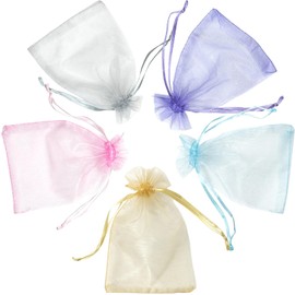 Harukita Organza Wrapping Bags, Drawstring Bags, Organza Gift Bags, Small Storage, For Presents, Small Items, Candy Packaging, Birthday, 5 Colors, 50 Pieces