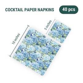 Blue Floral Napkins BLUE HYDRANGEA Cocktail Paper Napkins 40 pcs, Floral Napkins, Hydrangea Napkins, Hortensia Floral Napkins, Decoupage Paper Napkins, 3-Ply Servilletas Printed, Disposable Napkins
