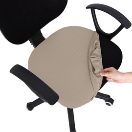 Smiry Stretch Jacquard Office Computer Chair Seat Covers, Removable Washable Anti-dust Desk Chair Seat Cushion Protectors - Taupe