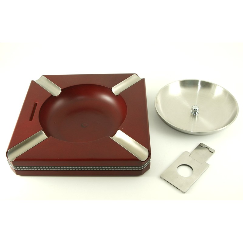 Cigar Ashtray Cherry with Leather Wrap and Free Bonus Cigar