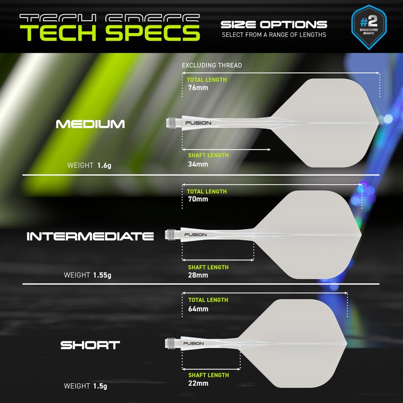 WINMAU Fusion Solid White Intermediate Intergrated Dart Flight and Shaft