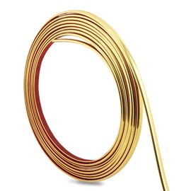 Hungbak Peel and Stick Finish Molding Trim for Wall, Ceiling, Mirror, Tile Edge, Furniture and Home Decoration (Shiny Gold, 10m x 1cm)