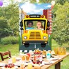DoraDream Yellow School Bus Backdrop, 3.3 x 5 ft, Polyester,