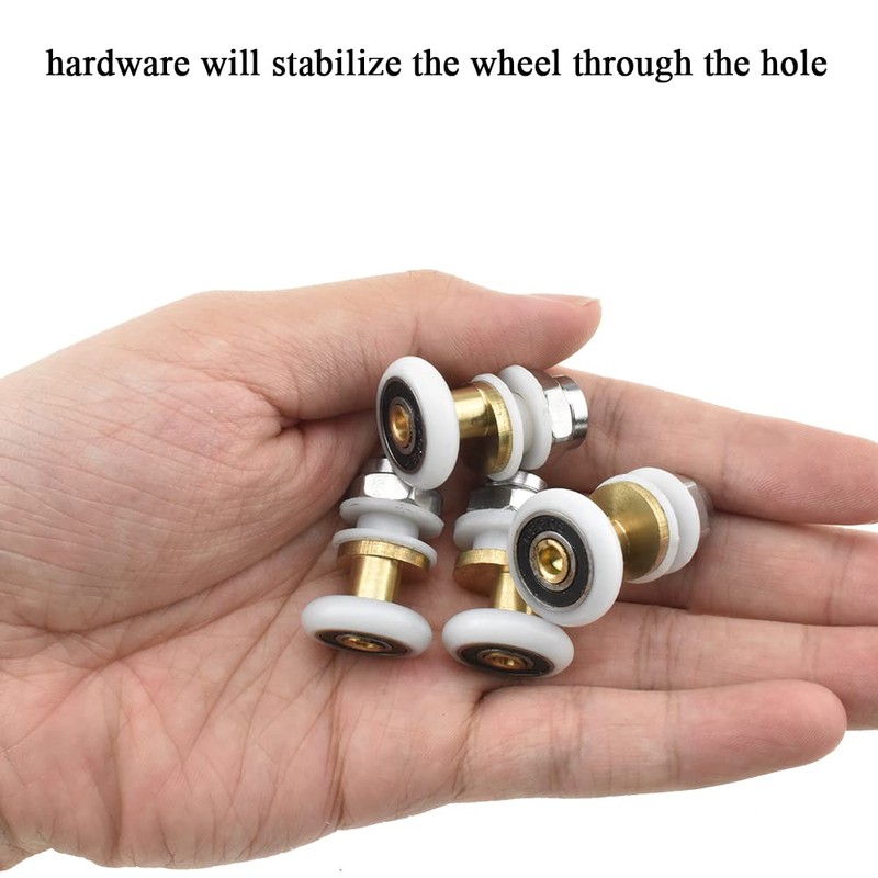 Hahiyo 20mm Diameter Brass Shower Door Wheels with Stainless Steel