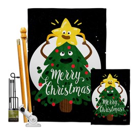 Angeleno Heritage Christmas Buddy Garden House Flag Kit Winter Santa Marry Xmas Present Reindeer Season Wintertime Snow Decoration Banner Small Yard Gift Double-Sided, Made in USA