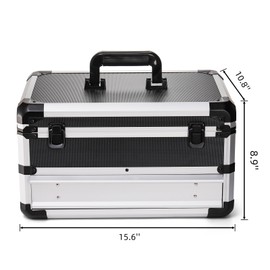 WRINGKIT Tool Box, Portable Tool Storage Box with Metal Lock, Aluminum Alloy Hard Craftsman Tool Organizer Case with Drawer for Office, Warehouse, Gym, School