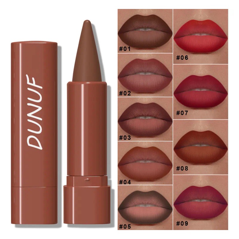 Labial Mate Duradero Dunuf 1 Pieza Tono Mate Puntiagudo