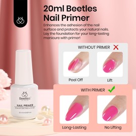 Beetles 20ml Nail Primer for Gel Nail Polish, Hema Free Nail Dehydrator and Primer Nail Prep Bond Primer Acid Free Fast Air Dry Nail Bonder for Acrylic and Uv Gel Nail