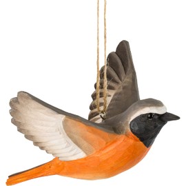 WILDLIFEGARDEN Wildlife Garden WG4445 DecoBird Flying Garden Redstart - Hand Carved Decorative Wooden Bird - Flying Birds