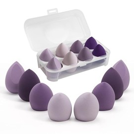 EUDUQ 8-Piece Make Up Sponge Set, Beauty Blender Large Make Up Egg Colourful Powder Puff Cosmetic Sponge Washable Sponge Make-Up Pads for Liquid Foundation Powder Sun Protection Purple