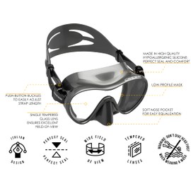 Cressi F1 Frameless Mask for Diving and Snorkelling Sizes L - S, silver, l