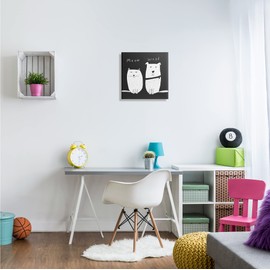 Stupell Industries Kids' Cat and Dog Pet Pair Meow Woof Canvas Wall Art, 17 x 17, White