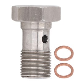 Banjo Bolt Fittings M12x1.0 Metric Thread Single Hole Brake Hose End Adaptor with Washers for Brake Clutch Lines Turbo Oil Feed