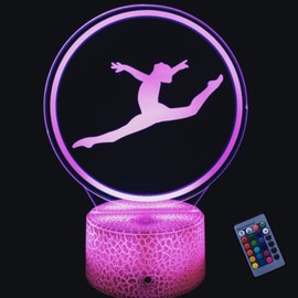 3D Gymnastics Night Light 16 Colors Changing USB Power Remote Control Touch Switch Decor Lamp Optical Illusion Lamp LED Table Desk Lamp