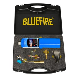 BLUEFIRE Solid Brass Pencil Flame Gas Welding Torch Head Nozzle Professional Upgrade Kit with Propane All-Purpose Bundle with Hard Box Interchangeable heads Fuel by MAPP MAP Pro CGA 600 Cylinder