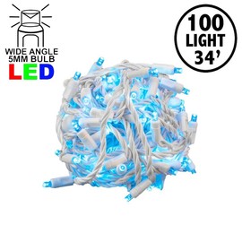 Novelty Lights 100 Commercial LED Christmas Lights (Teal), 34 Feet w/ 4" Bulb Spacing, 5mm Bulbs, UL Listed,WhiteWire String Lights