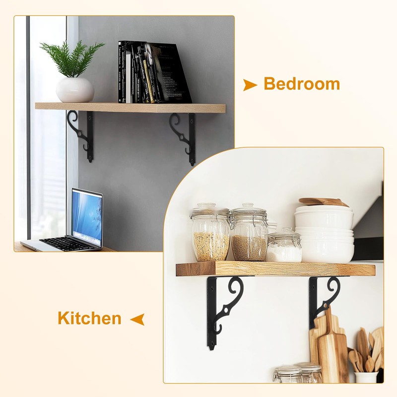 M METERXITY 4-Pack Shelf Brackets, 5 Inch Long l Shape