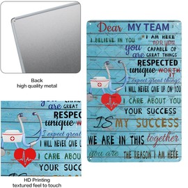 Ostapt Dear My Team - Letrero de lata para enfermera, estetoscopio, decoración de pared para el personal médico, póster de equipo médico, citas inspiradoras, regalo de personal médico, enfermera,