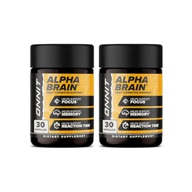 ONNIT Alpha Brain (60 unidades) - Suplemento nootrópico premium para el cerebro - Concentración, enfoque y memoria - Alfa GPC, L-teanina y Bacopa...  