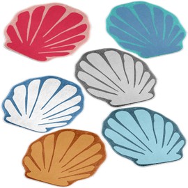 Maasechs 6 Pcs Seashell Rugs Sea Bathroom Decor Non Slip Shell Shaped Bath Rugs Ocean Mat Doormat for Bathroom Kitchen Living Room Home