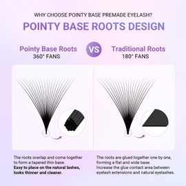 NAGARAKU Eyelash Extensions 320 Pcs Premade Fans 20D Russian Volume Fans Thin Pointy Base Natural Pre Fanned Fluffy False Eyelash Clusters Black 16 Rows (0.07 C Curl 9-14mm Mix Tray)