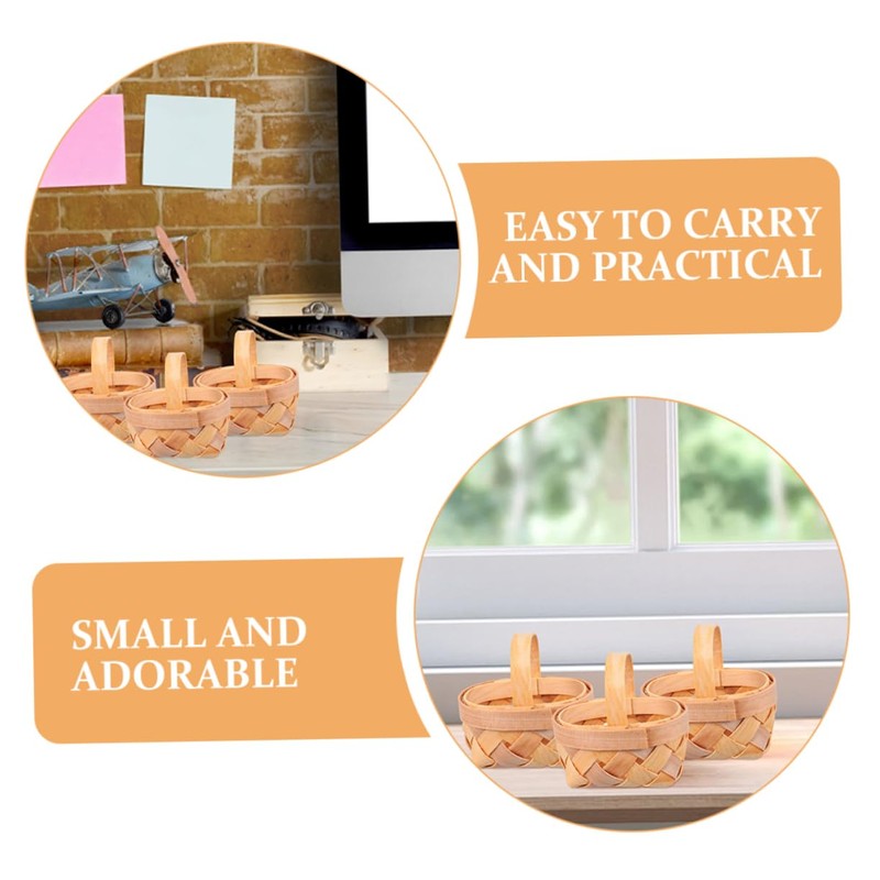 Levemolo 5pcs Handwoven Miniature Wooden Baskets Adorable Candy Holders for