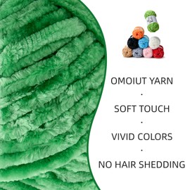 Plush Chenille Chunky Yarn - Fluffy Velvet Yarn Crochet for Blanket Knitting and Crocheting - Soft Baby Yarn for Crocheting - Amigurumi Crochet Yarn 100g (87yds) (Christmas Green)