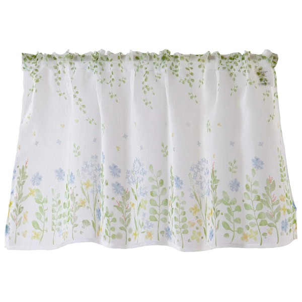 Sunny day fabric Botanical Flower Cafe Curtain 100cm W x 45cm L (Blue)