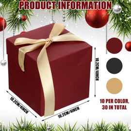 Zhanmai 30 Pcs Small Gift Boxes with Lids 4 Inch Squared Christmas Gift Boxes with Gold Ribbon Packaging Red Brown Black Kraft Favor Boxes for Wedding Birthday Proposal Party