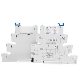 (2pcs) Miniature Power Relay 24V Relay Din Rail; Silm, Solenoid Power Relay for PLC, 5 Pin SPDT with Push in Socket, 24 Coil dc/ac, Electromagnetic Relay, DIN Rail Assembly, Max 6A 250VAC