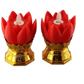 Urjumpea 2Pcs Lotus Lamp LED Night Light Electronic Lamp LED Candle Lights LED Buddhist Lights Ornament Home Prayer and Display(Battery Not Included)