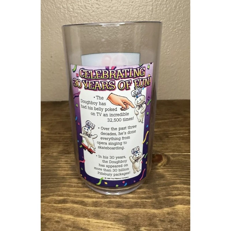 Pillsbury Doughboy 1995 Collector Plastic Glass 30th Anniversary/Bi